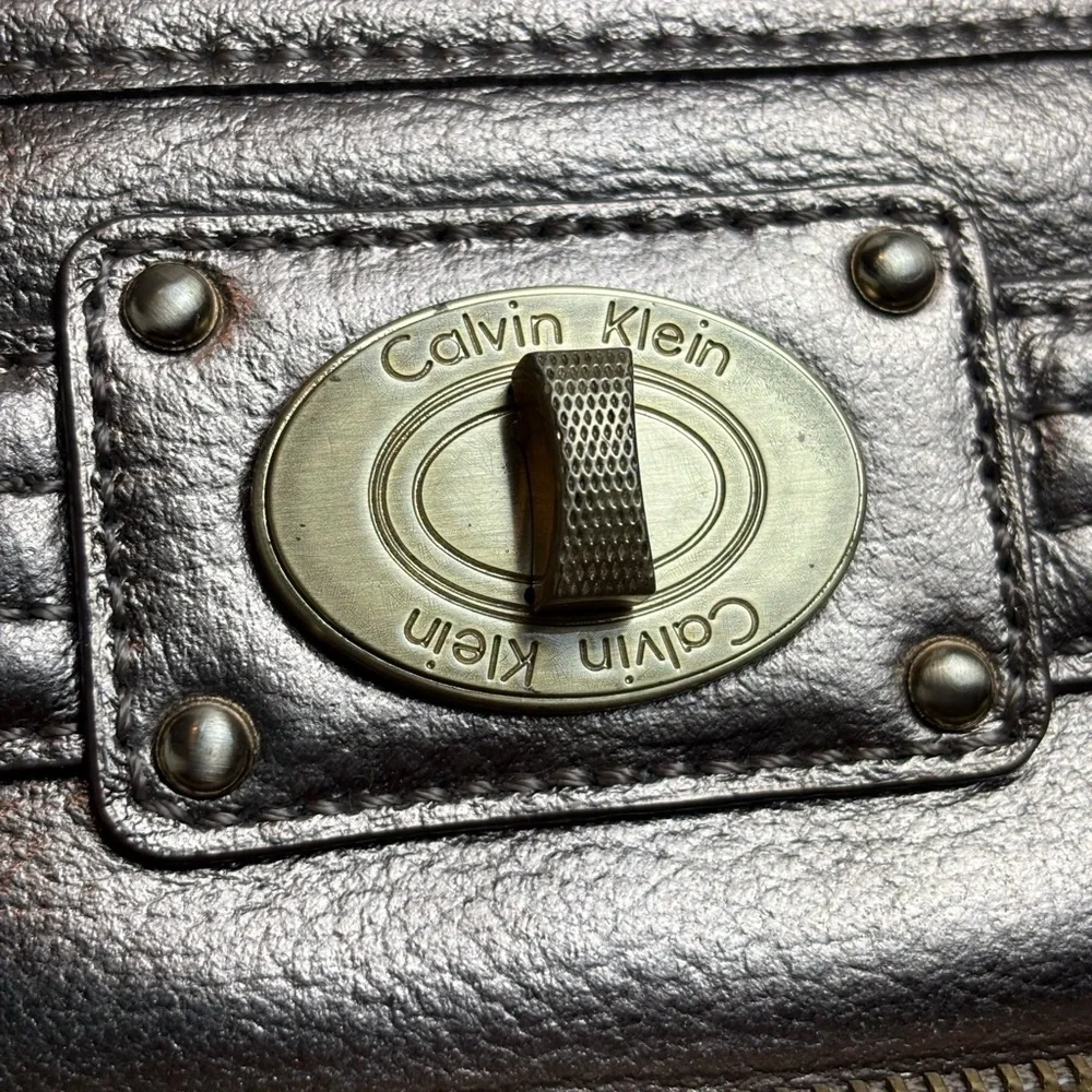 Calvin Klein Gold Metallic Faux Leather Crossbody Purse